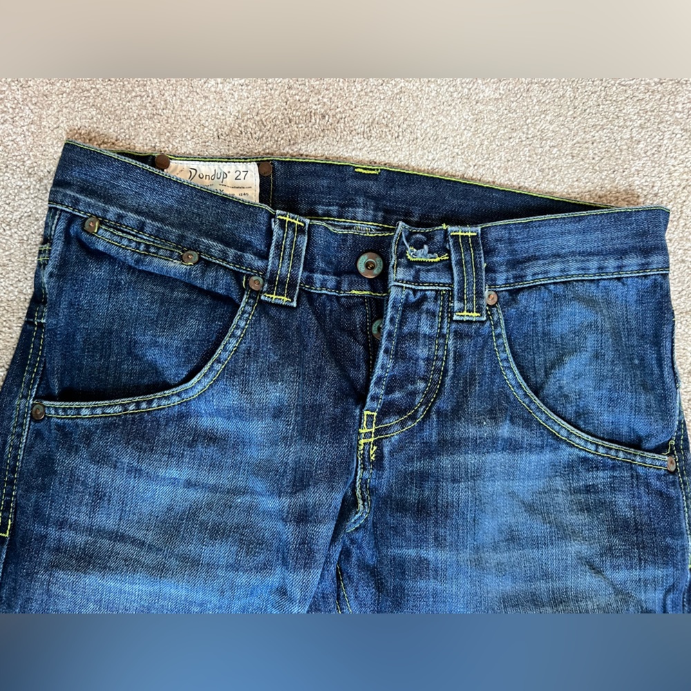 Dondup Green and Blue Straight Leg Jeans